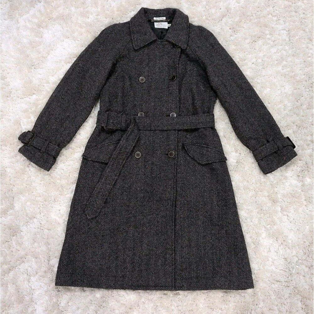 L.L. Bean Signature Women's Tweed Wool Alpaca Double Breasted Trench Coat Small